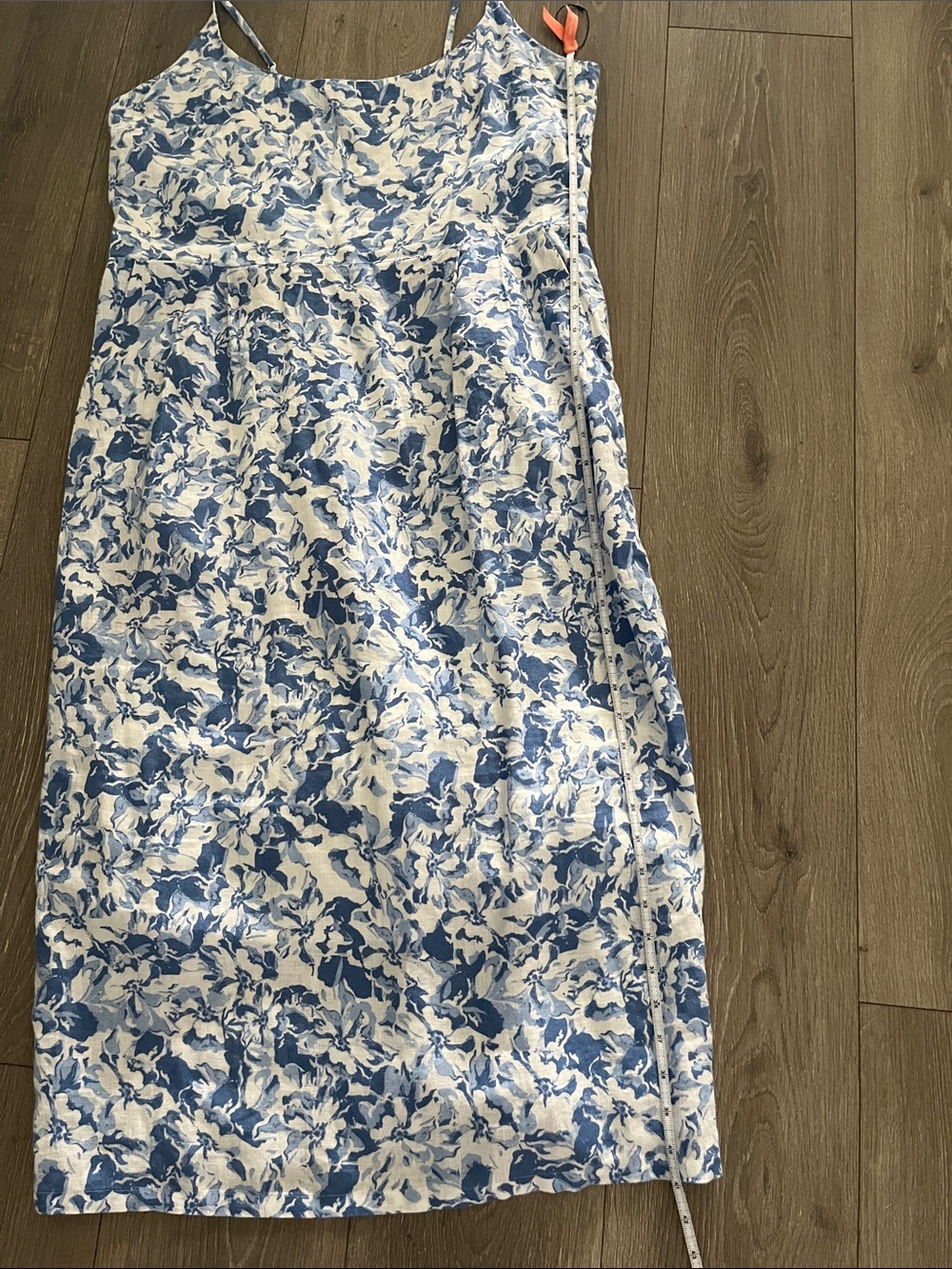 Like New Quince 100% European Linen Blue & White Floral Midi Dress Size XL - Picture 16 of 16